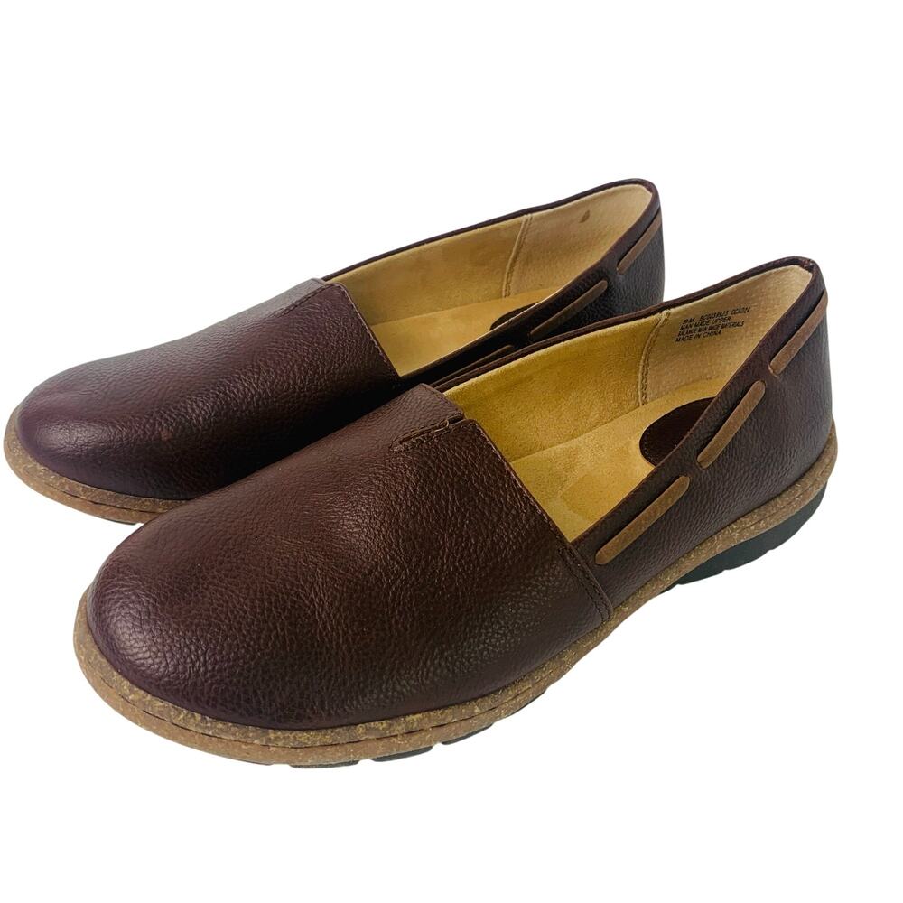 BOC Born Concept Women's Brown Leather Slip On Loafers Comfort Casual Shoes 9M